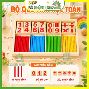 Bộ Que Tính Và Các Chữ Số Phép Tính Học Toán Thông Minh Cho Bé Bằng Gỗ Bảng Tính Học Toán Cho Trẻ - BỐ KHỦNG LONG
