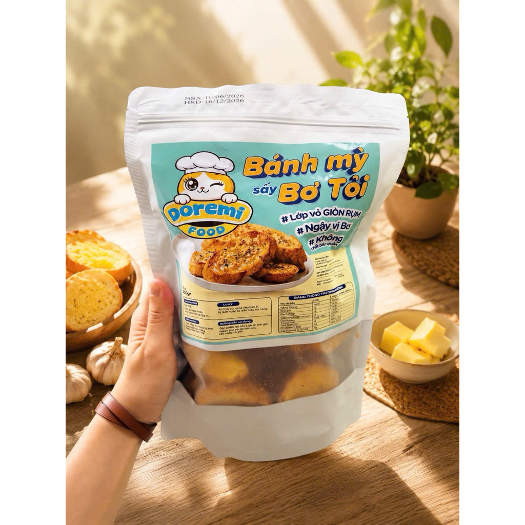Bánh mỳ sấy giòn vị Bơ Tỏi -Doremi Food 🌟🌟🌟