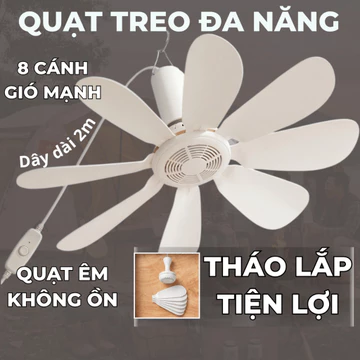 Quạt trần 8 cánh không tiếng ồn TIATO quạt treo trần gió mạnh vượt trội tiết kiệm điện, quạt điện treo màn chống muỗi