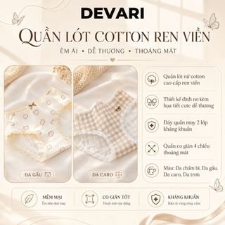 Quần lót nữ cotton kháng khuẩn cao cấp ren viền tôn dáng họa tiết cute dễ thương DEVARI L120