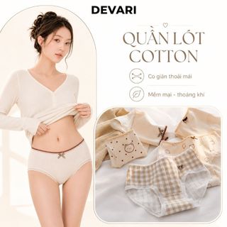 Quần lót nữ cotton kháng khuẩn cao cấp ren viền tôn dáng họa tiết cute dễ thương DEVARI L120