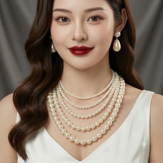 [ DAISYN ] N861 dây chuyền hạt ngọc trai nhân tạo 5 sợi, dây chuyền cưới, thiết kế dây chuyền ngọc trai nhân tạo