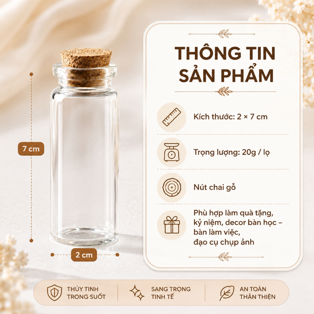 Lọ Điều Ước Thủy Tinh Trong Suốt Cá Nhân Hóa - Quà Tặng Valentine Sinh Nhật Bạn Gái - Lọ Thần Tài May Mắn Decor