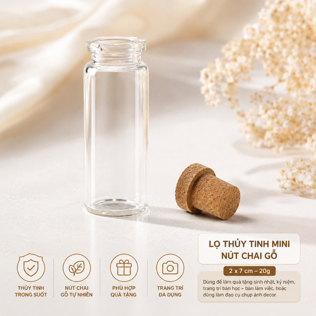 Lọ Điều Ước Thủy Tinh Trong Suốt Cá Nhân Hóa - Quà Tặng Valentine Sinh Nhật Bạn Gái - Lọ Thần Tài May Mắn Decor