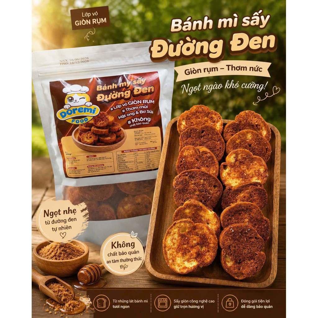 Bánh mỳ sấy giòn Đường Đen Doremi Food ✨✨