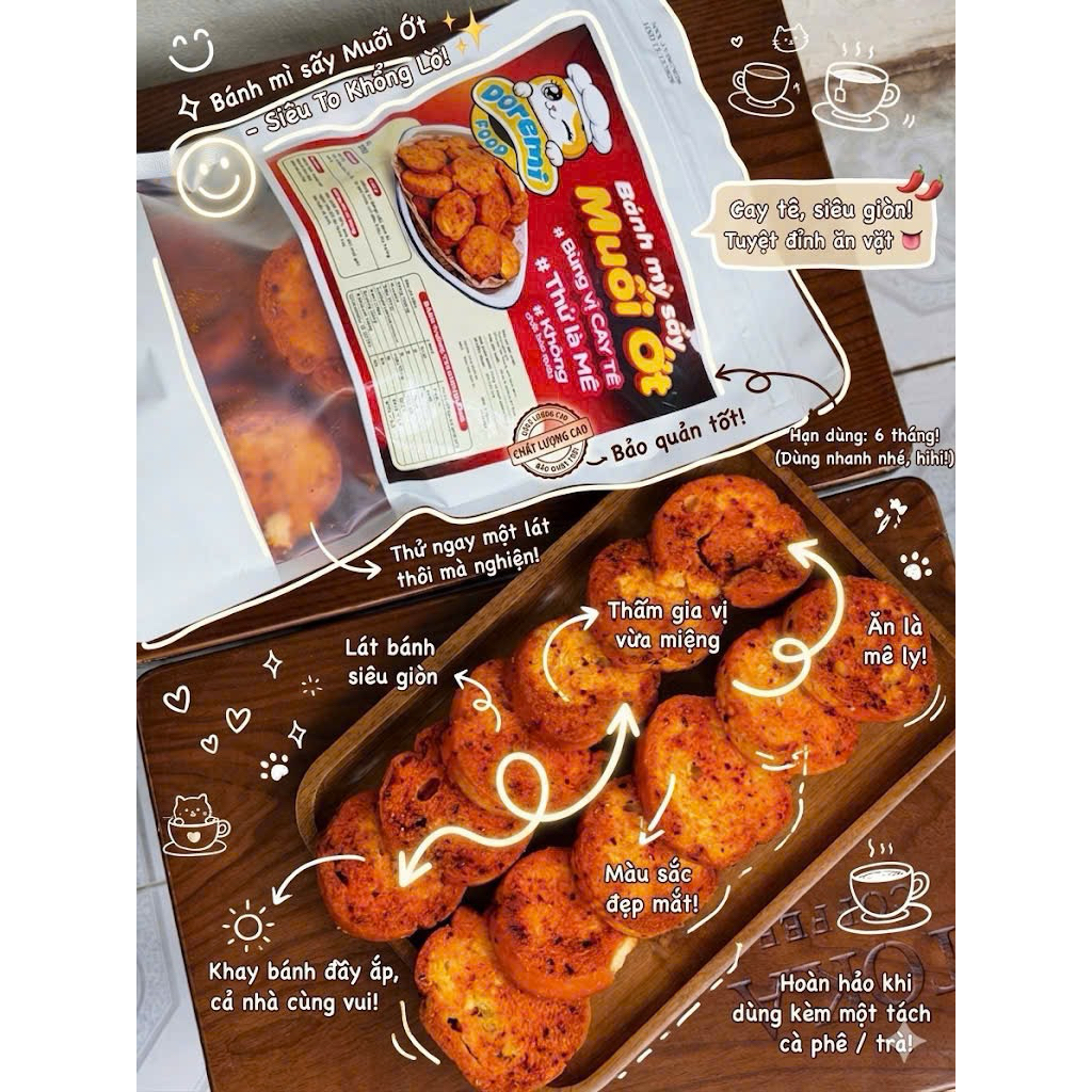 Bánh mỳ sấy vị Muối Ớt Doremi Food 🌟✨🌟✨