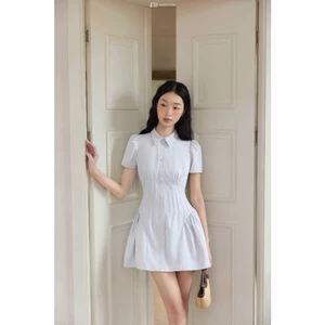 Đầm Xuân Hè Cổ Đức Nhún Sườn 1S28.2604. Đầm Nữ Công Sở Thanh Lịch Thân Ôm Xòe Hông, Váy Tiểu Thư Cao Cấp Thiết Kế Bởi JM