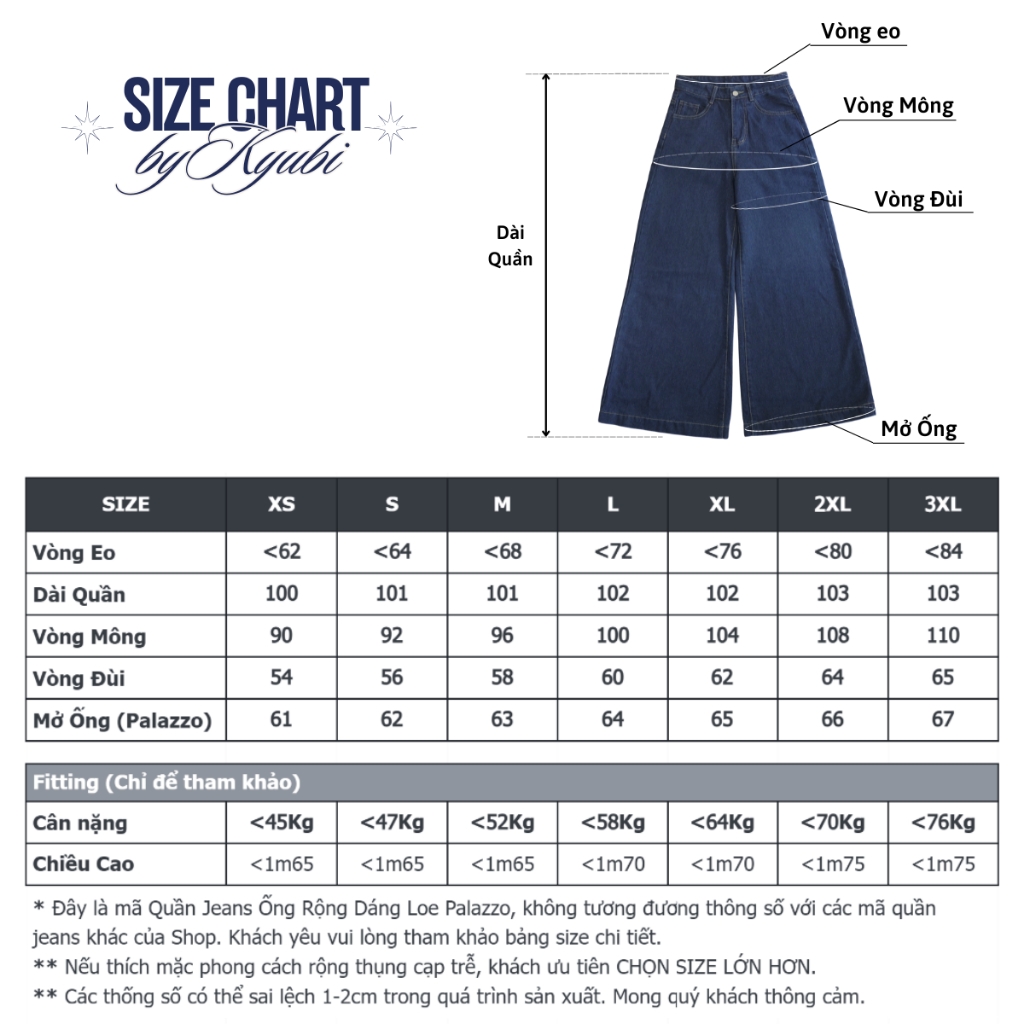 Quần Jeans Ống Rộng Wide Leg KYUBI tôn dáng cạp cao (có Bigsize) - ống loe palazzo siêu rộng JR73