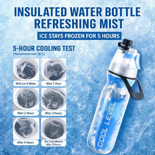 (TX)Bình Nước Phun Sương 500ml Giữ Lạnh Chai Nước Thể Thao Đạp Xe Tiện Lợi mùa hè mát mẻ hơn