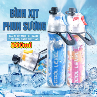 (TX)Bình Nước Phun Sương 500ml Giữ Lạnh Chai Nước Thể Thao Đạp Xe Tiện Lợi mùa hè mát mẻ hơn