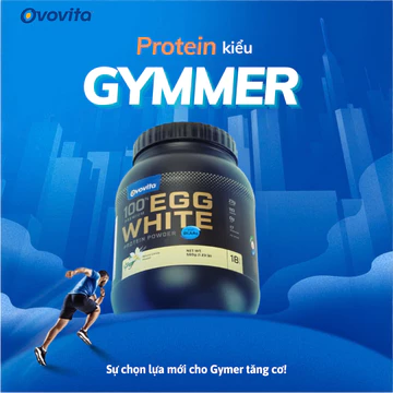 Bột Protein Lòng Trắng Trứng Ovovita 560g / 23g Protein - Dễ Hòa Tan- Vị Chocolate, Vani, Chuối