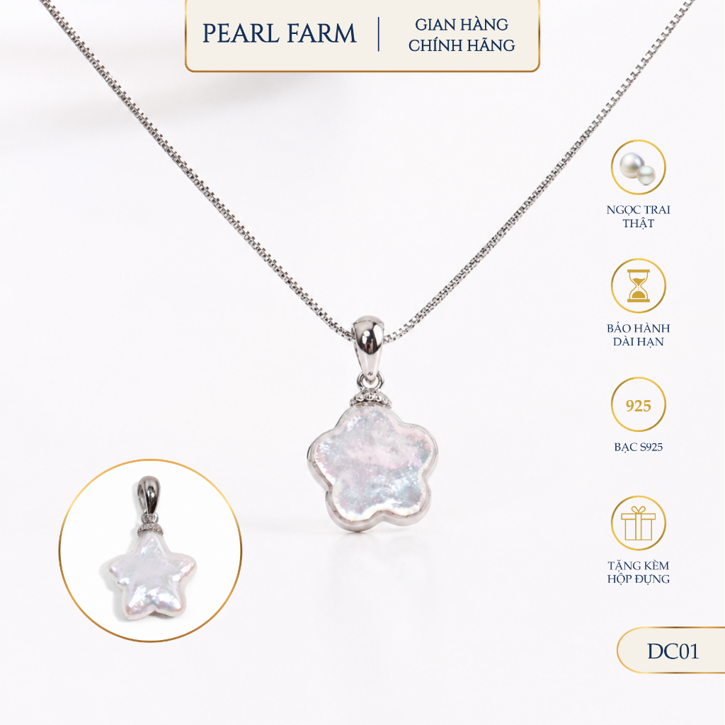 Mặt Dây Chuyền Ngọc Trai Phù Điêu Bạc S.925 Không Kèm Dây Pearl Farm