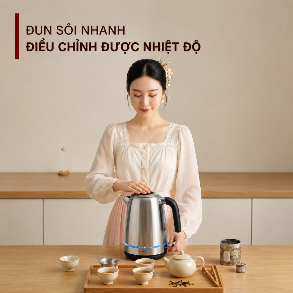 Ấm Siêu Tốc Inox 304 1.7L LK-1083 Công Suất 2200W Đun Sôi Nhanh An Toàn Cho Gia Đình