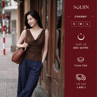 [SALE 14-16/7] Áo Thun Cổ Đổ Nữ SOLIIN Chất Liệu Thun Tăm Phong Cách Thanh Lịch Sang Trọng CHARMY