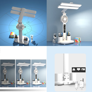 Đèn Bàn Học LED Bản Cao Cấp Tích Hợp Quạt Mini – Chống Cận, Cảm Ứng, Tiết Kiệm Điện Hiển Thị Giờ