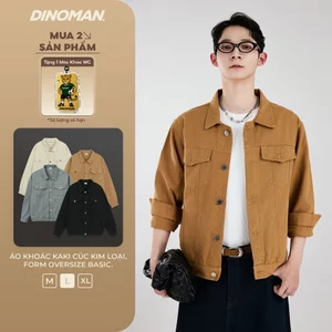 Áo Khoác Kaki Cúc Kim Loại Dinoman & Yumi 400gsm Form Oversize Basic Trẻ Trung - SM010