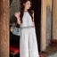 Set bộ đũi trắng GUMIN thiết kế sát nách thêu viền sang chảnh, Set đồ nữ mặc nhà đi biển nhẹ nhàng thanh lịch