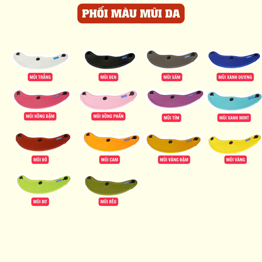 Mũi da PHỐI MÀU gắn nón bảo hiểm, lưỡi trai gắn mũ bảo hiểm VIKING COLOR