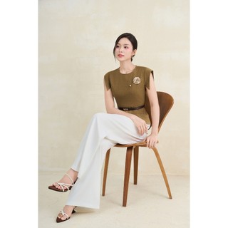Áo Kiểu Nữ LAMER FASHION Đính Hoa Ngực Phối Đai Eo Tháo Rời Công Sở Thanh Lịch L61B26H023