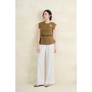Áo Kiểu Nữ LAMER FASHION Đính Hoa Ngực Phối Đai Eo Tháo Rời Công Sở Thanh Lịch L61B26H023