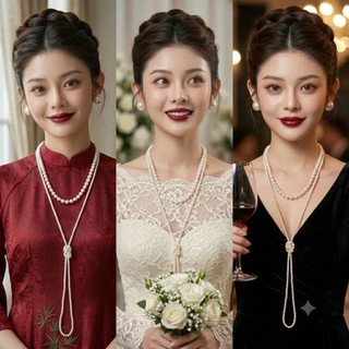 [ DAISYN ] N774 dây chuyền hạt ngọc trai nhân tạo 2 sợi vòng cổ aó dài xinh xắn cho nữ