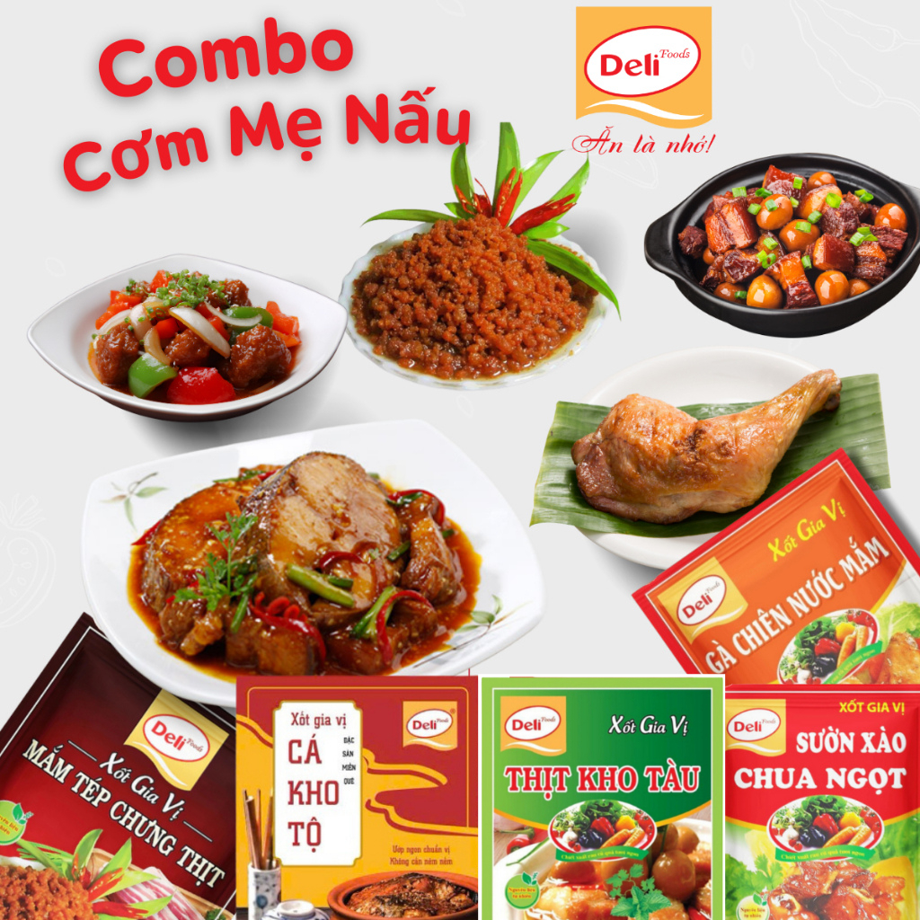 Combo Cơm Mẹ Nấu - Thịt Kho Tàu, Cá Kho Tộ, Sườn Xào Chua Ngọt, Gà Chiên Mắm, Mắm Tép Chưng Thịt