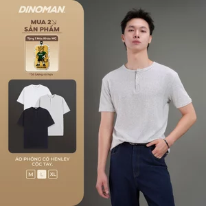 Áo Phông Cổ Henley Cộc Tay DINOMAN Form Cleanfit Tôn Dáng Cotton Mềm Mịn Thấm Hút Dễ Chịu AP015