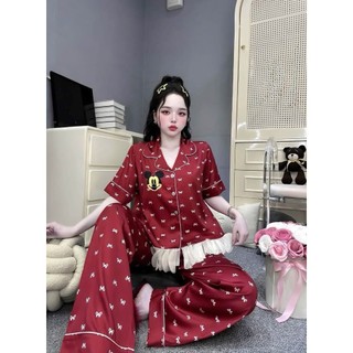 BỘ NGỦ TAY NGẮN NHẤN BÈO VOAN FREE SIZE (40-60KG )