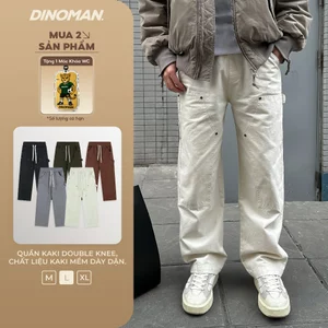 Quần Kaki Double Knee Dinoman & Yumi Chất Liệu Kaki Mềm 300gsm Phong Cách Trẻ Trung - QTH03