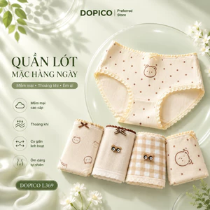 Combo 4 Quần Lót Nữ Cotton thoáng mát - kháng khuẩn ren viền đính nơ kèm họa tiết DOPICO L120