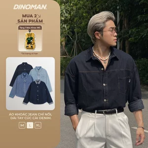 Áo Khoác Jean Cúc Cài DINOMAN Chỉ Nổi Cao Cấp Đứng Form Tôn Dáng Trẻ Trung Năng Động SM023-2
