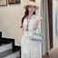 Set bộ đũi trắng GUMIN thiết kế áo tay hến mix khăn cổ kèm quần suông rộng thanh lịch, set bộ quần áo nữ sang chảnh