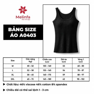 Áo Tanktop nữ MELINFA bratop  3D chống sa trễ, định hình nâng đỡ tự nhiên, Áo ba lỗ có đệm mút cố định mã VAA0403