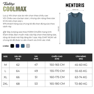 Áo Tanktop Nam MENTORIS Vải Thun Lạnh, Siêu Thoáng Khí, Co Giãn 4 Chiều, Form Thể Thao MTT2502