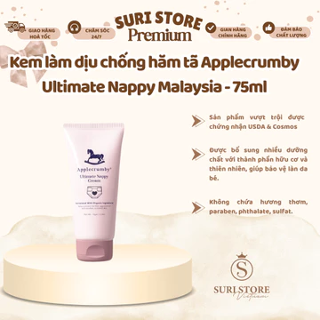 [CHÍNH HÃNG] Kem chống hăm Applecrumby Ultimate Nappy Cream Malaysia làm dịu da giảm hăm tã cho bé 75ml | Suri Store