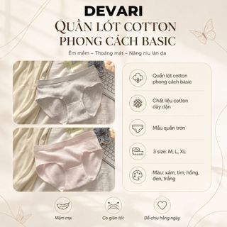 Quần lot nữ cotton gân tăm đáy lót kháng khuẩn khử mùi kiểu dáng trẻ trung năng động DEVARI L2416