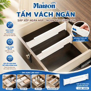 Tấm Vách Ngăn Nhựa Chia Ngăn Tủ MAISON Điều Chỉnh Kích Thước, Thanh Chắn Ngăn Kéo Tủ Bếp Kèm Đệm Chống Xước