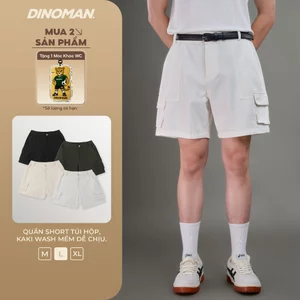 Quần Short Túi Hộp DINOMAN Kaki Wash Mềm Dễ Chịu Phong Cách Năng Động Cá Tính QS06