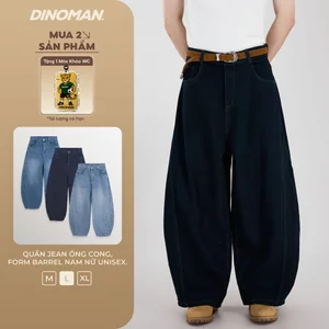 Quần Jean Ống Cong DINOMAN Form Barrel Nam Nữ Unisex Thoải Mái Dễ Vận Động Cá Tính Trẻ Trung QDS014