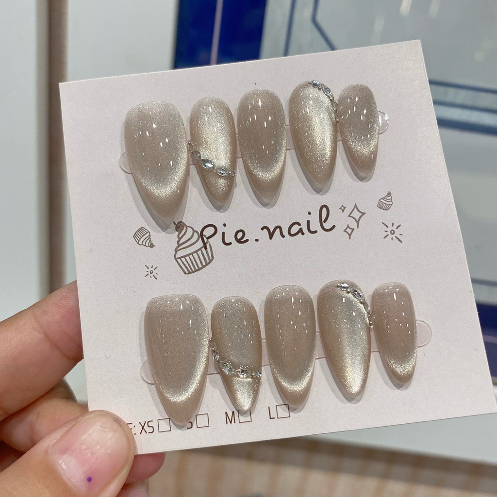 505. nailbox mắt mèo kim cương sáng đính đá mini