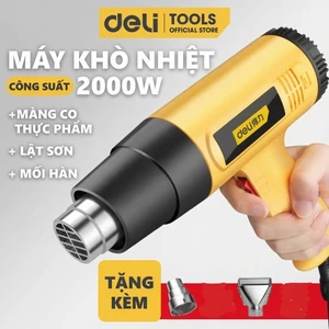 Máy Khò Nhiệt Hơi Nóng Deli Cao Cấp Công Suất Cao 2000W - Co Màng Cơ - Khò Thực phẩm - Hàn Nhựa