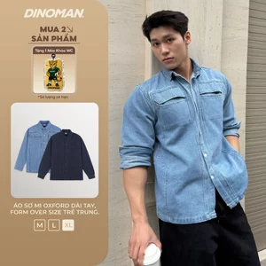 Áo Sơ Mi Denim Túi Ẩn DINOMAN Mềm Mịn Form Regular Trẻ Trung Tôn Dáng SM025