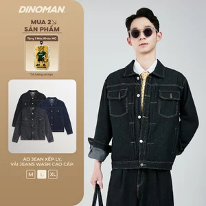 Áo Jean Xếp Ly DINOMAN Vải Jeans Wash Cao Cấp Form Đứng Trẻ Trung Bền Màu Phong Cách Mạnh Mẽ SM026