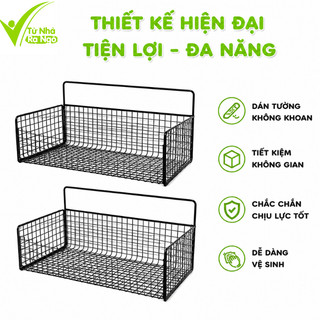 Kệ Lưới Dán Tường Đựng Đồ Bằng Thép Không Gỉ GD190 - Kệ Lưới Thép Chữ Nhật Tĩnh Điện Không Gỉ