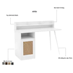 Bàn làm việc Minis gỗ mây, kệ sách và tủ cánh mở đầy đủ công năng, đã lắp đặt sẵn, bảo hành 12 tháng — ảnh 1