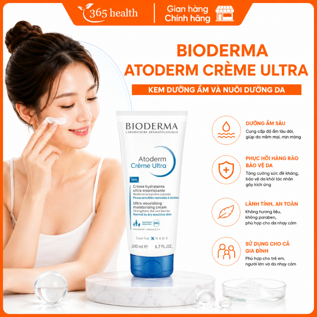 Kem Dưỡng Ẩm Bioderma Cho Da Thường, Da Khô Nhạy Cảm Atoderm Crème Ultra - 200ml