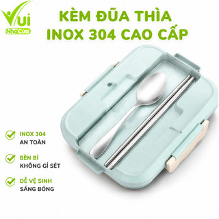 Hộp Đựng Cơm 3 Ngăn 1200ml Kèm Đũa Thìa Inox GD234 - Hộp Đựng Thức Ăn 3 Ngăn Kèm Túi Giữ Nhiệt
