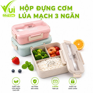 Hộp Đựng Cơm 3 Ngăn 1200ml Kèm Đũa Thìa Inox GD234 - Hộp Đựng Thức Ăn 3 Ngăn Kèm Túi Giữ Nhiệt
