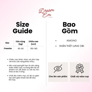 [Dream Em] Bộ Đồ Ngủ Kimono Phong Cách Nhật Bản, Chất Liệu Xuyên Thấu Quyến Rũ