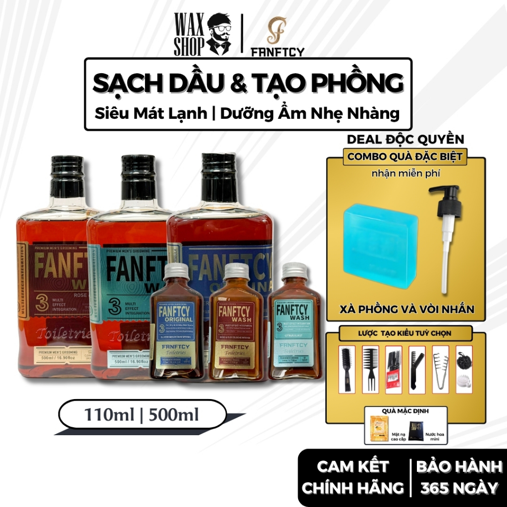Dầu gội, sữa tắm nam cao cấp Fanftcy Original, Citrus Burs, Rose & Oud 110ml | 500ml - C1